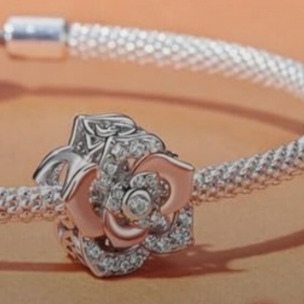 Sparkling Rose Charm Compatible With Pandora Brac… - image 3